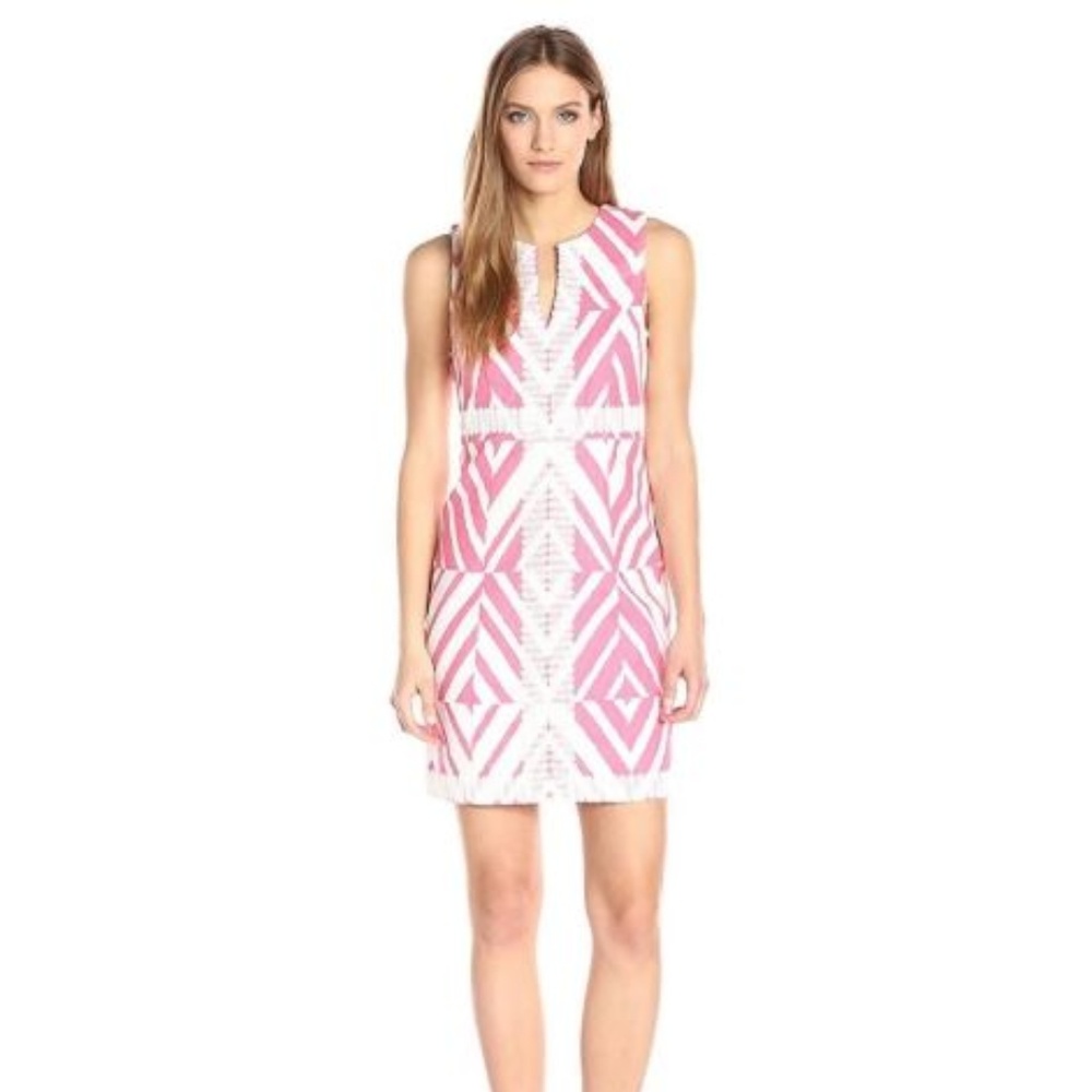 Taylor Embellished Print Pink Sheath Dress, Size 4